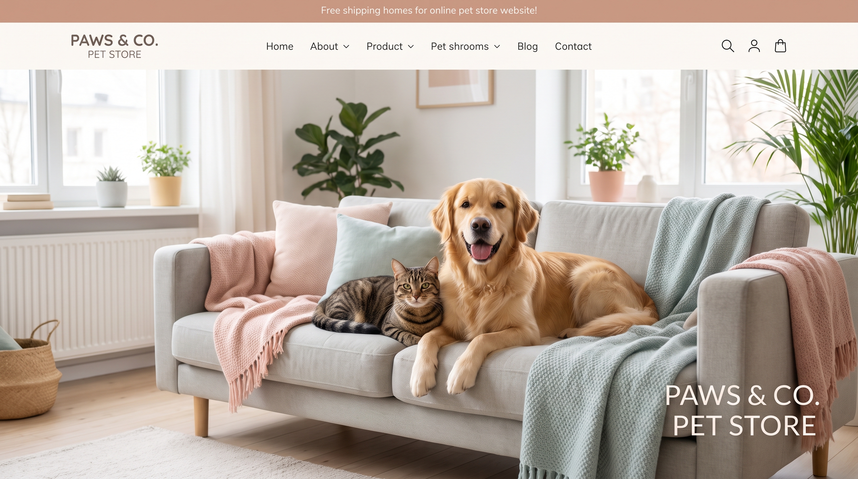 Perro y gato felices en el salón